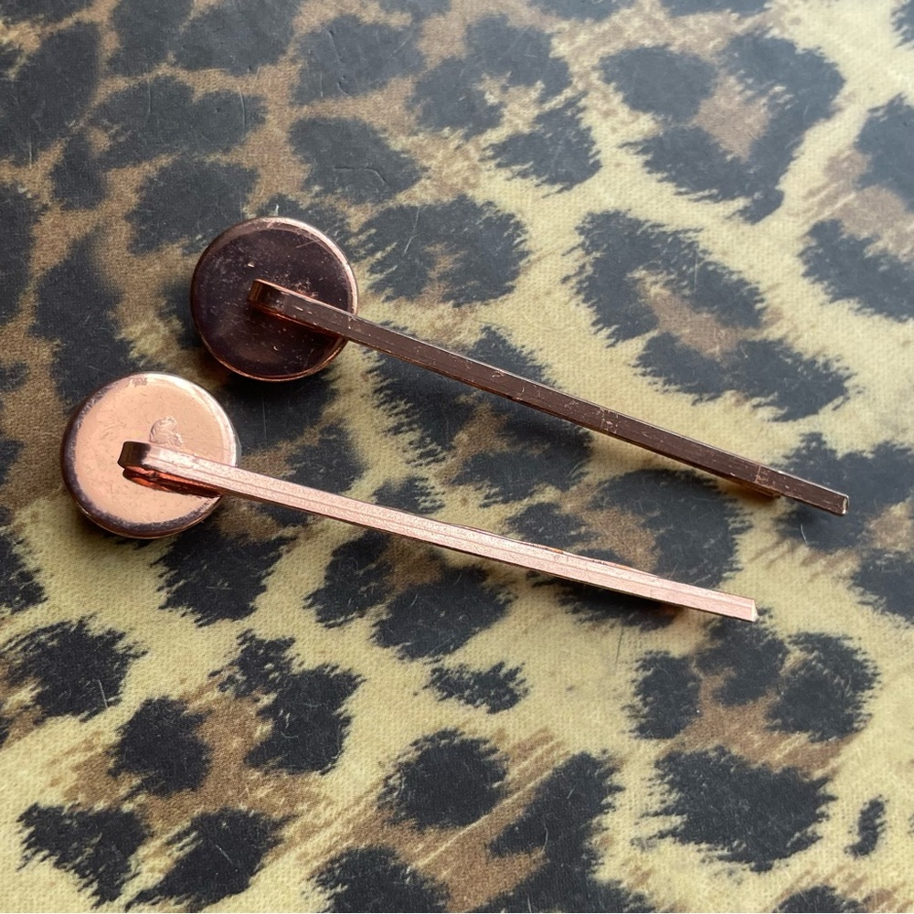 Druzy Sparkly Hair Pins rose gold clips - Picture 3 of 4
